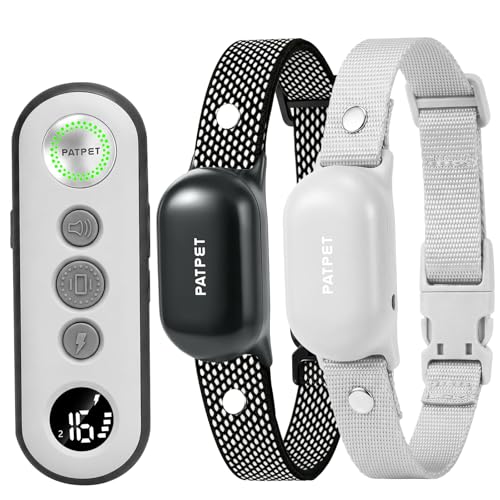 PATPET Shock Collar for Dogs(10-120lbs), 4000ft Rechargeable IPX7 Waterproof Training Collar with Remote for 2 Dogs- Electric Dog Collar for Small Medium Large Dogs 2 Packs