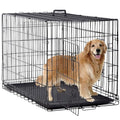 BestPet | Dog Crate | 48" | Black | Foldable Metal Kennel with Double Doors, Secure Slide-Bolt Latches, Leakproof Tray | Portable Dog Cage for Large Breeds | for Travel, Indoor & Outdoor Use