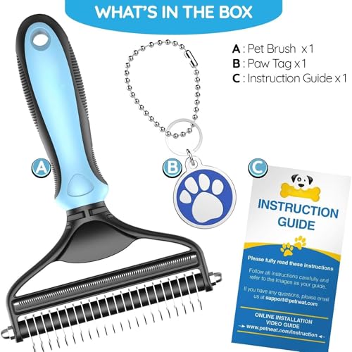 Cat Brush and Dog Brush for Shedding, 2-in-1 Dual Head Pet Grooming Tool for Dogs & Cats, Pet Hair Remover Comb for Long & Short Hair, Detangling Undercoat Rake, Removes Mats, Tangles & Loose Fur