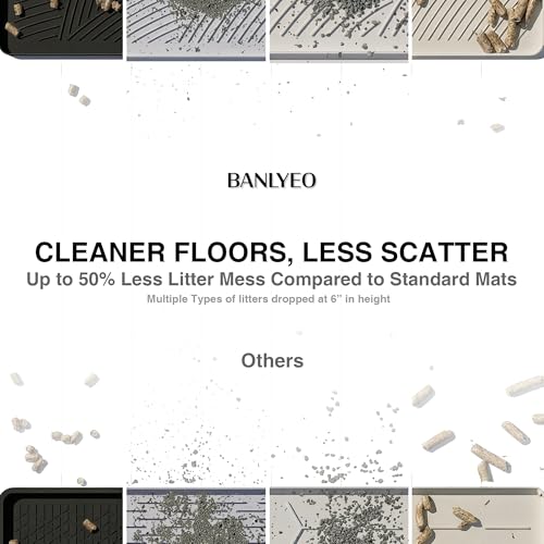 BANLYEO Cat Litter Box Mat - SM Small Medium Size 24 x 17 in, Water Proof, Kitty Litter Trapping Mat, Easy to Clean, Scatter Control, Odorless, Pet Supplies for Indoor Cats, Warm Beige