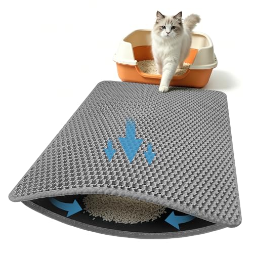 Xuanyaente Double Layer Honeycomb Ultra Soft Cat Litter Mat - 23.4" x 14.7", BPA-Free, Upgraded Non-Slip & Urine-Proof Bottom, Durable & Easy Clean, Gray Pack of 1