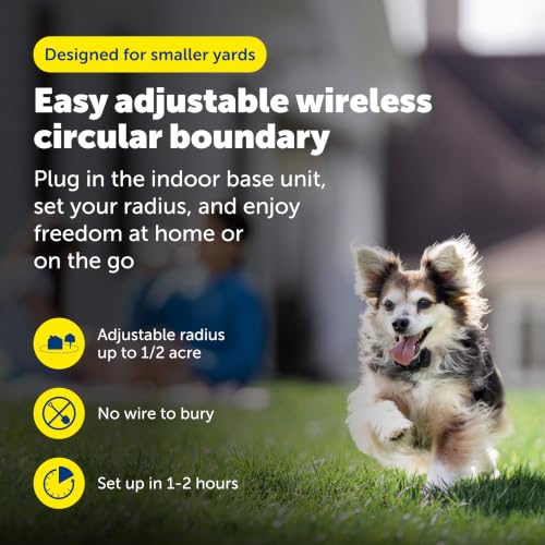 PetSafe Original Wireless Electric Fence for Dogs, Portable for Travel Covers Up to 1/2 Acre, Waterproof Collar for Pets 8lb+ with Tone/Static (Gray), from the Parent Company of Invisible Fence Brand