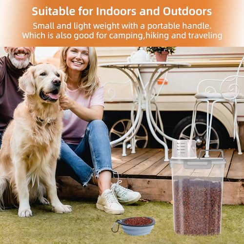 LEAWALK Airtight Small Cat Dog Pet Food Storage Containers BPA Free, with Large Pour Spout/1 Measuring Cup/ 4 Safety Locks and Double-layer Silicone Strip (Clear Grey x 2, 3L-2pack)