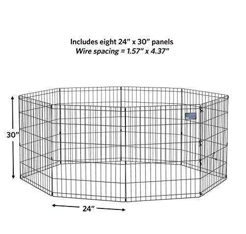 MidWest Homes for Pets Folding Metal Puppy / Dog Exercise Pen, Indoor/Outdoor Playpen with No Door, Provides 16 Sq Feet of Play Space, 30-Inches Tall, Black E-Coated