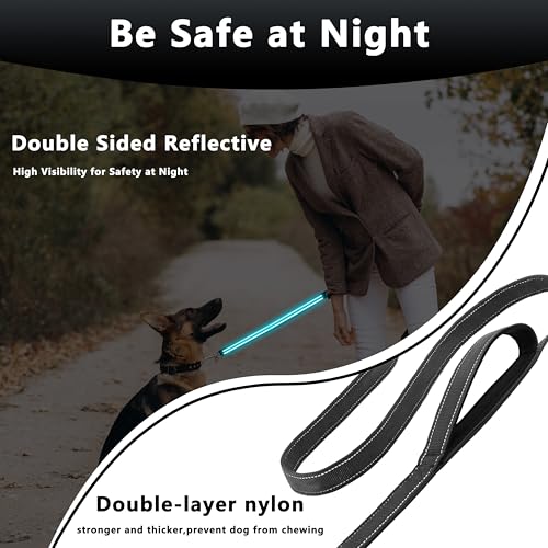 LIEVUIKEN Dog Leash 4ft Long, Double Handle Dog Leash for Safety Control Training, Heavy Duty Dogs Leads with Traffic Padded Handles, Reflective Leashes for Small Medium Large Dogs(4ft, Black)