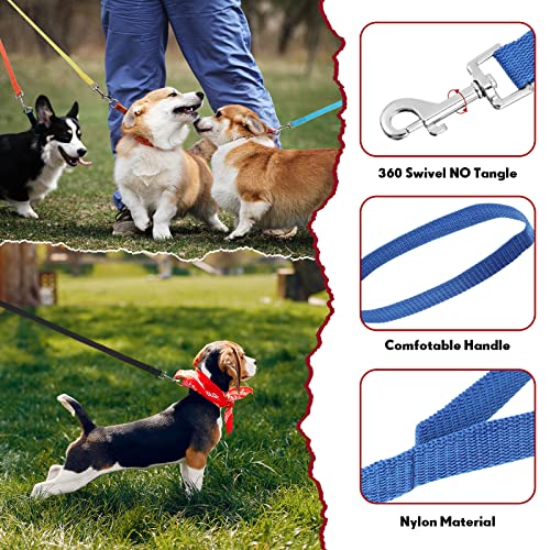Hillban 12 Pcs Nylon Puppy Training Leash Bulk 5ft Dog Leash for House Line 12 Colors Puppy Line Traction Rope for Small Medium Dog Training, Play, Camping, or Backyard(Modern Colors)