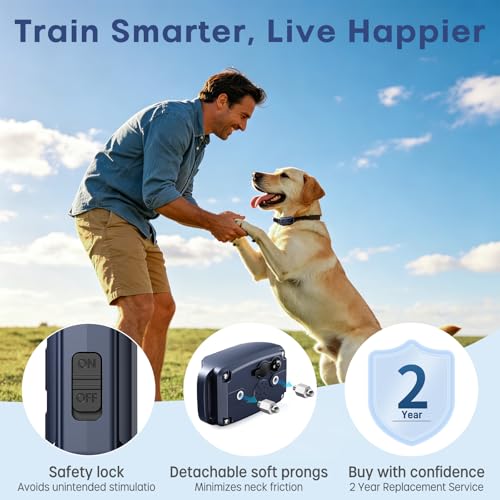 Dog Shock Collar with Remote Control, 4200FT Range, 4 Modes for Dog Training, Equipped with Ultrasonic Anti Barking, Rechargeable IP67 Waterproof Safe E Collar for Small Medium Large Dogs (10-150lbs)