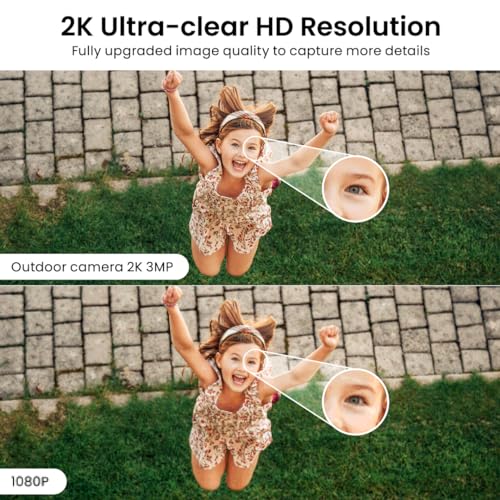 AOQEE 2K Cameras for Home Security-Outdoor/Indoor Camera for Dog/Cat/Pet/Nanny/Baby/Elderly, Color Night Vision, White Light, Siren, 24/7 SD Recordings, Works with Alexa, Plug in (C1-White-2pack-2.4G)