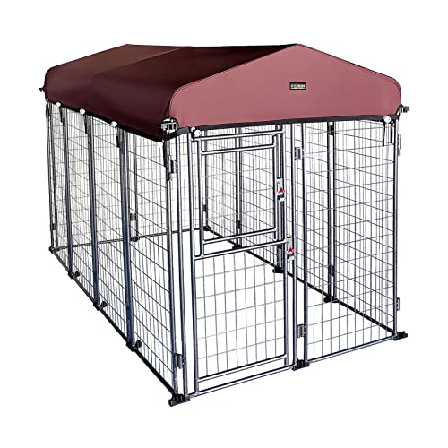 My Pet Companion 8'*4'*5' Dog Kennel Outdoor with Roof Cover for Large Dogs Heavy Duty Dog Fence Welded Wire Catio Retriever Dog Playpen