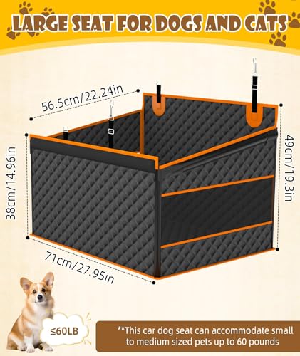 EPN Dog Car Seat for Large Medium Dogs, Back Seat Extender with Waterproof Oxford Fabric, Non-Slip Bottom, Reinforced Support & Storage Pockets, Pet Seat Cover for Cars, Trucks and SUVs (Black)