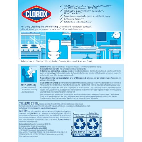Clorox Disinfecting Wipes for Allergy Season, Bleach-Free, Multi-Surface Cleaner, Antibacterial, Fresh Scent & Crisp Lemon, 75 Count Each, Pack of 3