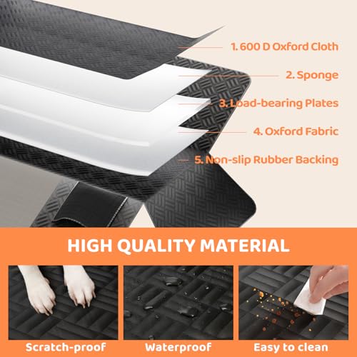 PROZAR Dog Car Seat Cover for Back Seat, Hard Bottom Back Seat Extender, Back Seat Pet Cover for Dogs - Supports 400lbs, Waterproof Heavy Duty Scratch Dog Hammock for Compact Cars/SUVs, 51in