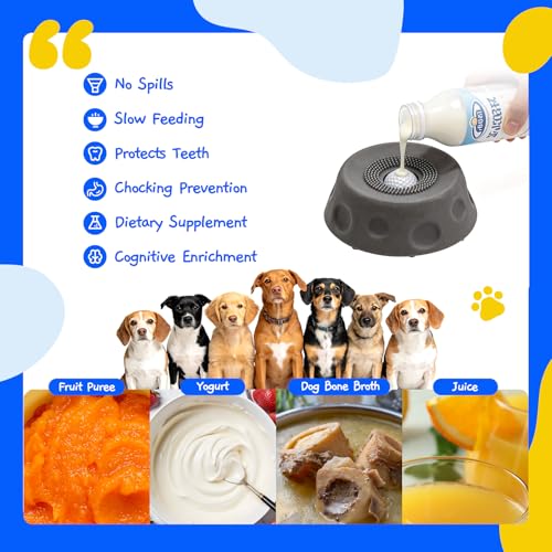 Dog Lick Bowl with Ball, Slow Feeder Lick Ball Bowl for Dogs, Dog Licking Bowl with Rolling Ball, Slow Feeder Ball Bowl to Slow Pet Eating, Rolling Ball Dog Bowl Give Pet More Time to Enjoy Eating