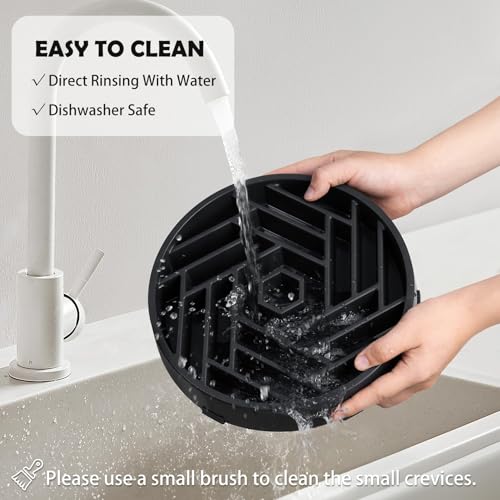 TOBYTO Slow Feeder Dog Bowls Large Medium Breed,Anti-Choking Slow Eating Dog Food Bowl,Non Slip Pet Slower Food Feeding Bowls Large Puzzle Slow Feeder Bloat Stop Maze Dog Dishes,Black