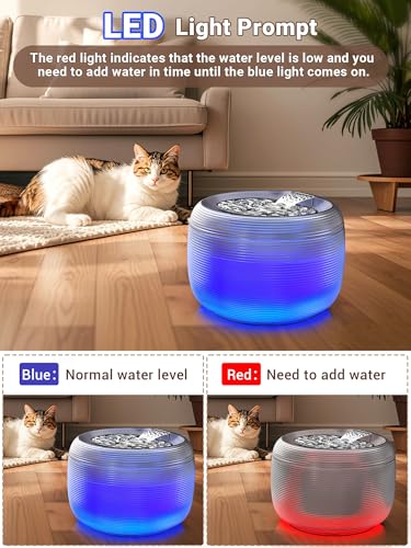 Kastty 3.5L Quiet Cat Water Fountain,118oz Large Capacity Pet Water Fountain for Cats Indoor with Water Level LED Light, Easy Cleaning Cat Fountains for Drinking Automatic Dog Water Fountain FS75