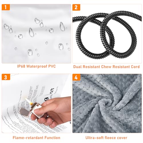 INVENHO Heated Cat Bed, Waterproof Adjustable Temperature Dog Cat Heating Pad with Timer, Indoor Pet Heating Pad for Cats Dogs Electric Pads for Dogs Cats, Pet Heated Pad (S: 18" x 16")