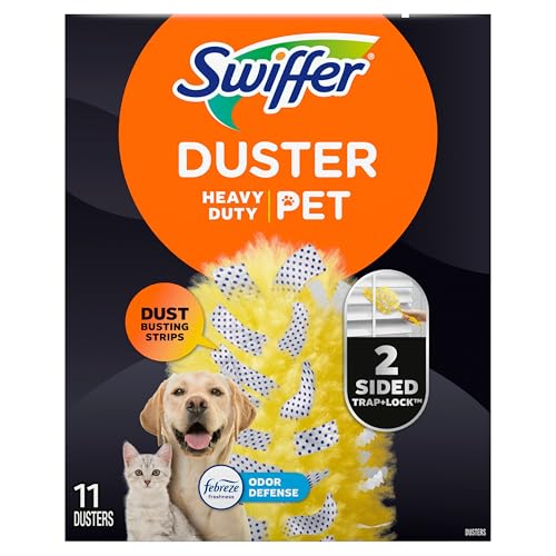 Swiffer Pet Heavy Duty Dusters Refills, Multisurface 360 Dusters with Febreze Odor Defense, 11 Count