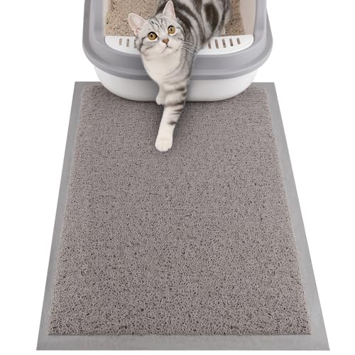 ondware Cat Litter Mat, 20x15 in Litters Box Mat Waterproof Non-Slip Easy to Clean Washable Trapping Mat for Kitty(Gray)