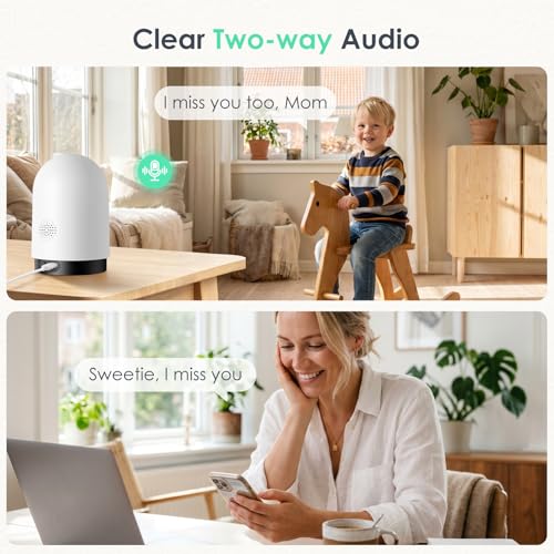 YOTON Indoor Security Camera, 2.4/5GHz, 2K 360° Wi-Fi Baby Monitor & Pet Camera w/Motion Tracking, 2-Way Audio, Night Vision, SD/Cloud, Works with Alexa & Google Home