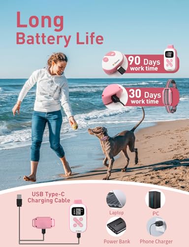 DOGLinsen No Shock Dog Training Collar, Beep and Vibrating Dog Collar with Remote 2800Ft, Vibration Collar for Small Medium Large Dogs - No Prongs