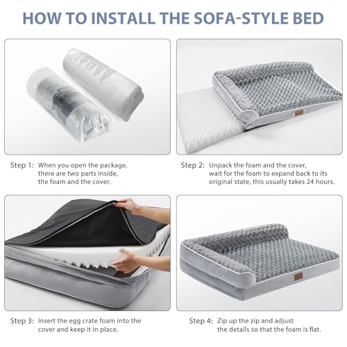 BFPETHOME Orthopedic Dog Beds for Large Dogs-Waterproof Sofa Dog Bed with Removable Washable Cover, Big Pet Bed with Waterproof Lining and Nonskid Bottom,Pet Bed for Large Dogs