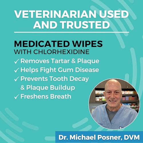 Nootie Medicated Dental Wipes for Dogs, Cleans Teeth and Freshens Breath for Dogs - Prevents Plaque and Tartar Dog Oral Care, 60 Count
