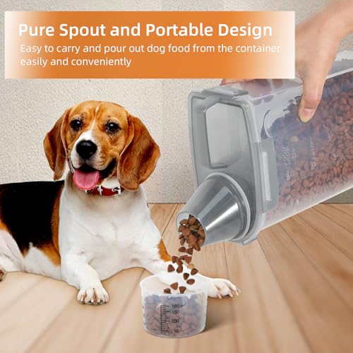 LEAWALK Airtight Small Cat Dog Pet Food Storage Containers BPA Free, with Large Pour Spout/1 Measuring Cup/ 4 Safety Locks and Double-layer Silicone Strip (Clear Grey x 2, 3L-2pack)