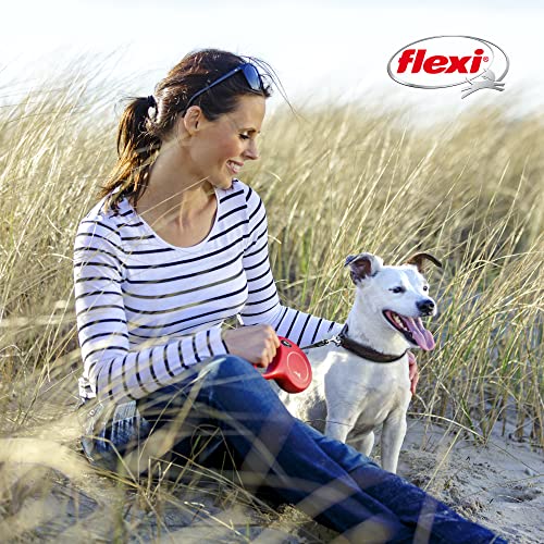FLEXI New Classic Cord Retractable Dog Leash for Small Dogs up to 26 lbs. – 16 ft., Red | Tangle-Free Pet Walking Leash with One-Handed Brake, Pause, Lock | German Quality Product