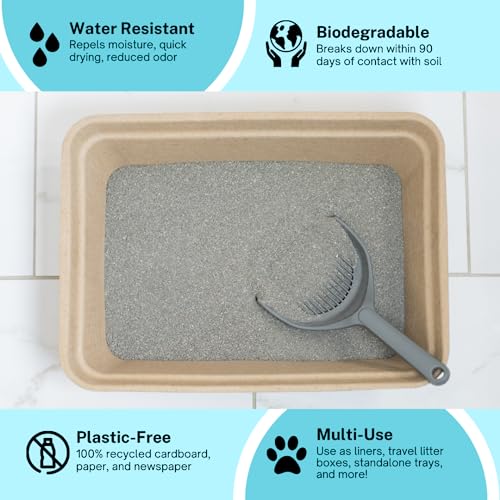 Luli & Cat Disposable Litter Boxes for Cats | Jumbo Sized 4-Pack | Durable and Water Resistant