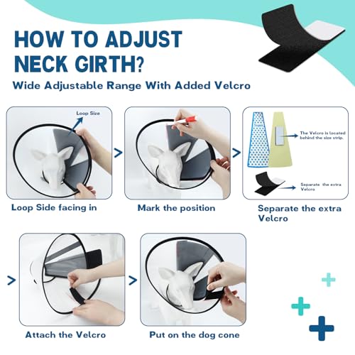 Supet Dog Cone Collar to Stop Licking, Comfortable Elizabeth Recovery Collar for Large Medium Dogs After Surgery, Soft Pet Neck Head Cone Alternative（L）