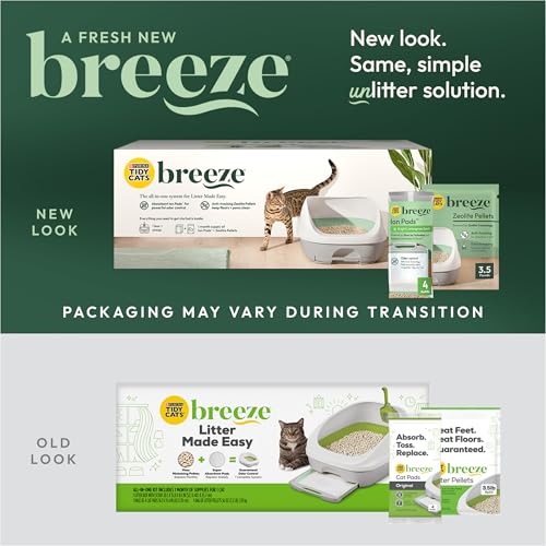 Purina Tidy Cats Litter Box System, BREEZE System Starter Kit Litter Box, Litter Pellets & Pads