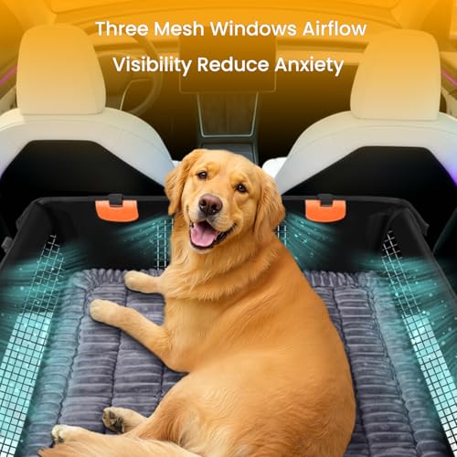 Buatis Large Dog Car Seat Cover with Dog Bed Mat for Back Seat Half - Single Seat Travel Hammock Extender, Waterproof Hard Bottom for Medium & Large Dogs, Car SUV Truck Vehicle
