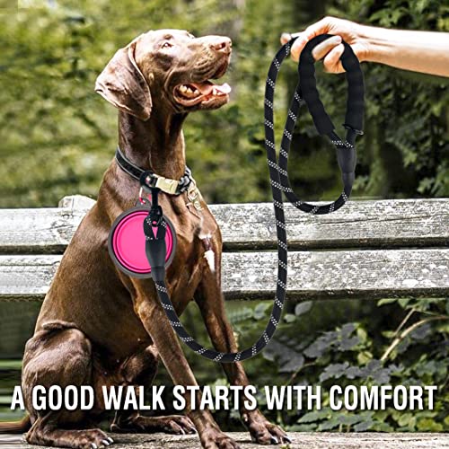 COOYOO 2 Pack Dog Leash 5 FT Heavy Duty - Comfortable Padded Handle - Reflective Dog Leash for Medium Large Dogs with Collapsible Pet Bowl