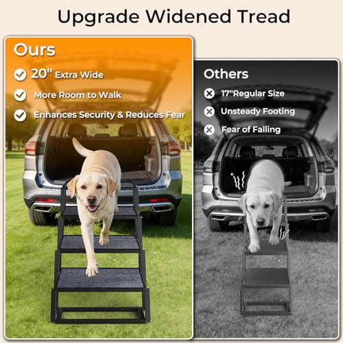 URPOWER Dog Stairs for Large Dogs Extra Wide 20" with 5 - Step Dog Ramp Steps for Car High Bed Foldable Pet Stairs with Detachable Non Slip Surface Car Ramps for SUV Truck Supports up to 260 Lbs