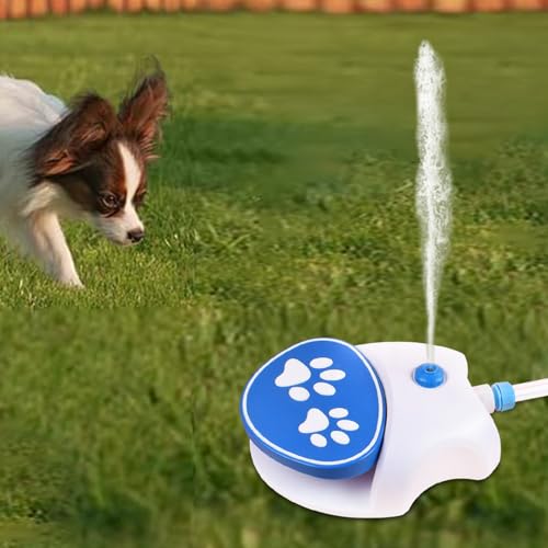 Dog Water Fountain Step On, Activated Dog Sprinkler, Outdoor Pet Drinking Dispenser, Dog Water Toy, Fresh Water Feeder with Hose for Small & Large Dogs Cats