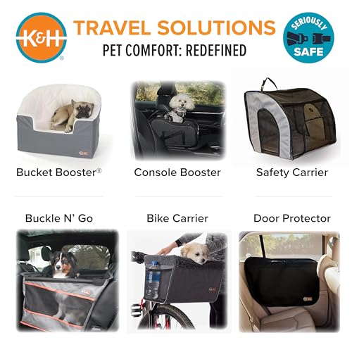 K&H Pet Products Enclosed Dog Car Seat, Travel Safety Carrier for Pets, Dog Travel Car Seat, Soft-Sided Covered Cat Carrier, Washable Pad, Multiple Entrances, Mesh Windows - Medium 24 X 19 X 17in