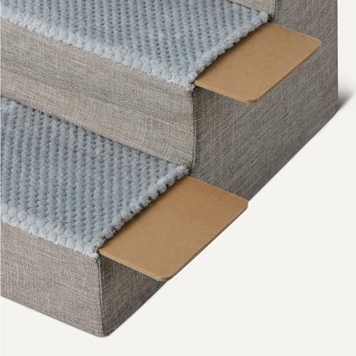 Amazon Basics Dog Steps, 14.4" H, 3-Step Pet Stairs with Non-Slip Bottom for Bed Couch and Sofa, Indoor Dogs and Cats, Grey