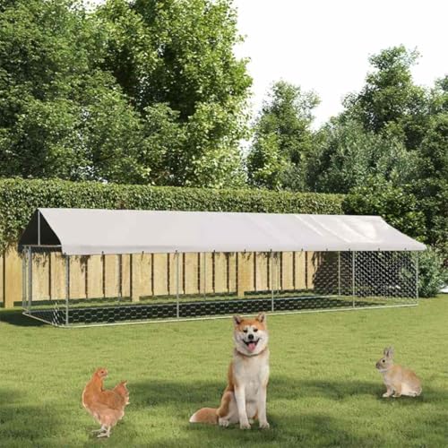 vidaXL Outdoor Dog Kennel with Roof 236.2"x78.7"x59.1"