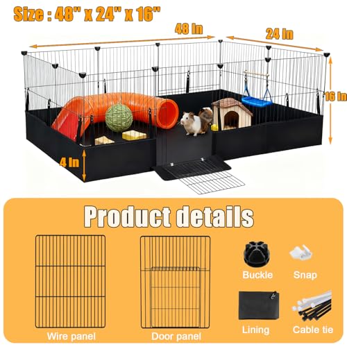 SNAAT Guinea Pig Cages DIY Small Animal Playpen with Waterproof Liner, Expandable Cage for Guinea Pigs, Metal Wire Yard Fence Rabbit Cage