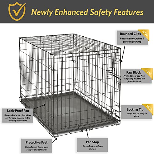 Midwest Homes for Pets 42-Inch New World Crate for Large Breeds, 71-90 lbs, Single Door Folding Dog Crate, Leak-Proof Tray & Secure Latch, Portable, Durable & Easy to Assemble