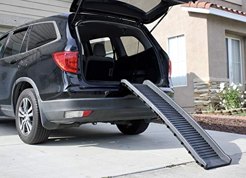 PawStep 61" Folding Pet Ramp, Portable Dog Ramp for Cars, SUVs, Beds & Couches, Lightweight PP Construction, Textured Surface, Optional Carpet for Added Traction, 165 lb Capacity (50524)