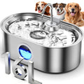 4.2Gal Dog Water Fountain for Large Dogs, 16L Stainless Steel Dog Fountain Water Bowl with Multi-Filtration & Deeper Drinking Tray, Extra Large Pet Water Fountain with Water Window & LED, Ultra-Quiet