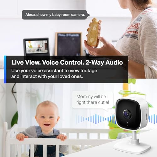 Tapo 2K Indoor Wired Security Camera - Works as a Baby Monitor & Pet Camera, Person/Motion/Baby Cry Detection, 2-Way Audio, Siren, Subscription-Free Local Storage or Optional Cloud, C110P2 (2-Pack)