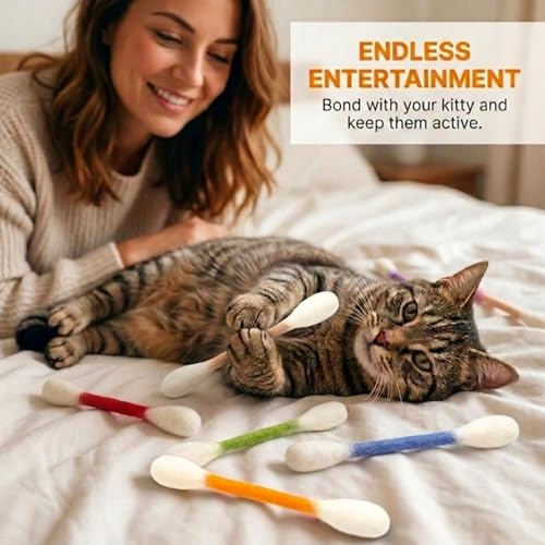 Glaciart One Swabs Cat Toys with Catnip - 6 Pk | Durable for Chew, Cute Cat Toys Interactive Kitty for Boredom, Exercise, & Play | Filled w/Organic Catnip for Anxiety & as Digestive Aid | Gift Idea
