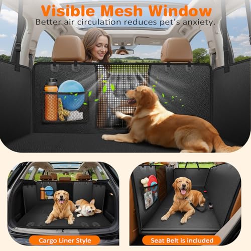 URPOWER Hard Bottom Dog Car Seat Cover for Pets 100% Waterproof Seat Cover Hammock 600D Heavy Duty Scratch Proof Nonslip Durable Back Seat Covers for Cars Trucks and SUVs
