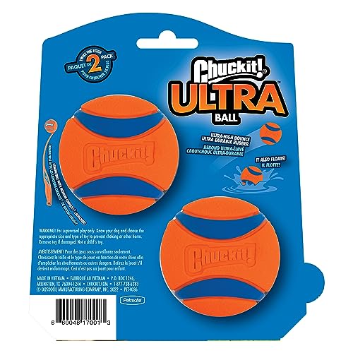 Chuckit! Ultra Ball Dog Toy - Medium Bouncy Fetch Balls For Dogs 20-60 lbs - Made from Durable Rubber - Floating Water Pet Toys - Size Medium - 2.5-inch Diameter - Pack of 4