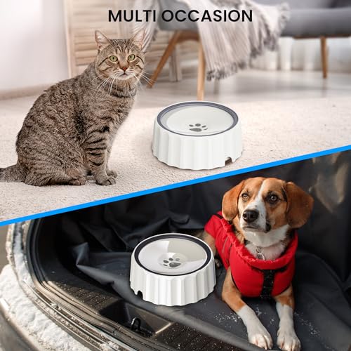 FORWH Dog Water Bowl No Spill 70oz/2L Large Capacity Dispenser Non Slip No Splash Bowl Pet Slow Feeder No Drip Dog Water Bowl on Vehicle Slow Water Bowl for Dogs and Cats