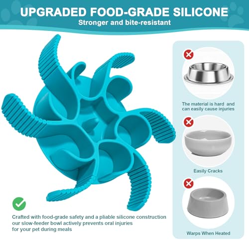 PETDOGRE Slow Feeder Insert for Dog Bowl - 2PCS Anti-Bloat Silicone Mat with Super Suction, Slow Feeder Dog Bowls for Puppy Large Breed Dogs