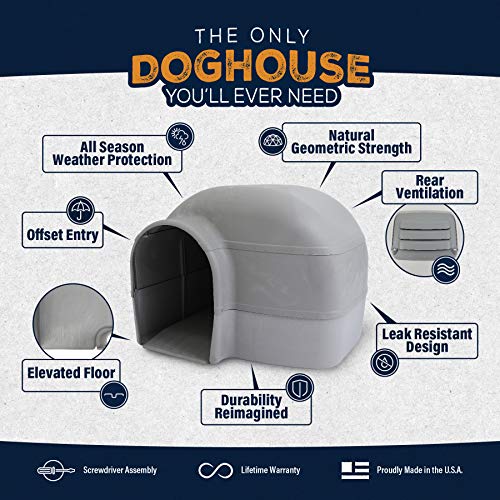 Petmate Husky Dog House for Dogs Up to 90 Pounds, Grey, Made in USA