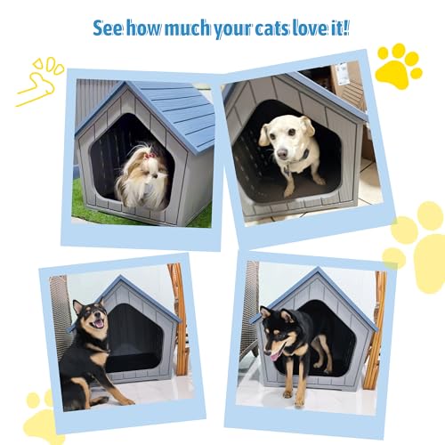 Fancyango Outdoor & Indoor Dog House for Weatherproof and Stylish Furniture, Dog House Outdoor, Multi - Use for Small and Medium Dogs (Blue, 23.43" L×22.44" W×22.24" H)